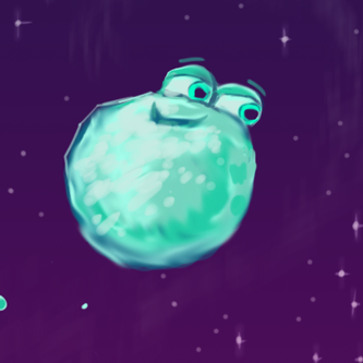 Snowball floating in space